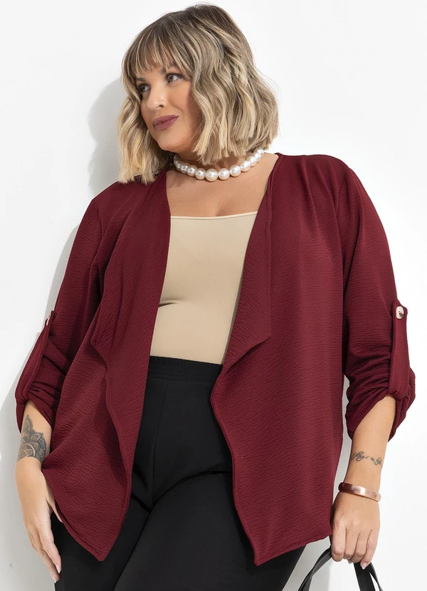 Marguerite - Casaco Vinho em Malha Crepe
