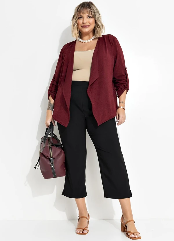 Marguerite - Casaco Vinho em Malha Crepe 6