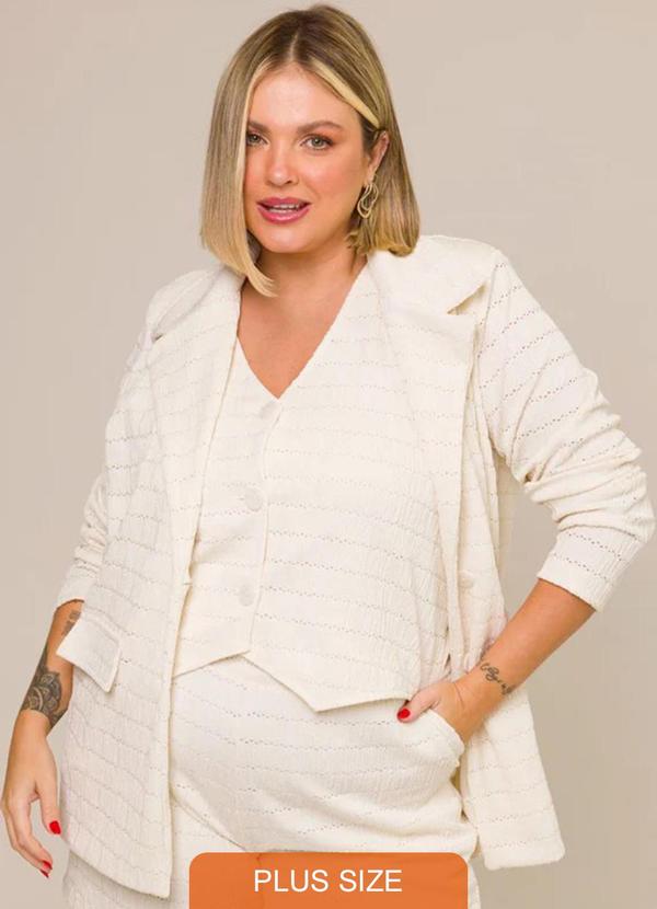 Cess - Blazer Alfaiataria com Textura e Laise Off White
