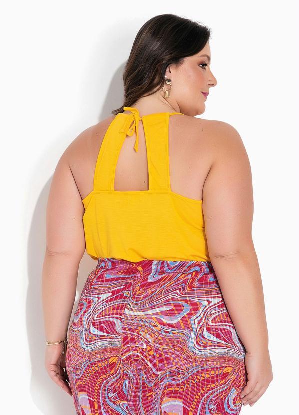 Marguerite - Blusa Amarela com Amarração nas Costas Plus Size 2