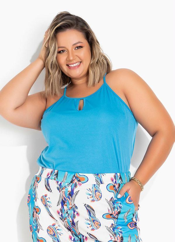 Marguerite - Blusa Azul Anil com Alças Plus Size
