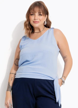 Marguerite - Blusa Azul Claro em Crepe Plano - MARGUERITE