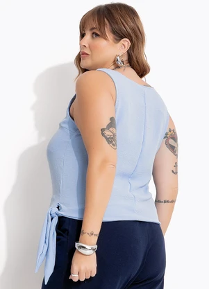 Marguerite - Blusa Azul Claro em Crepe Plano - MARGUERITE