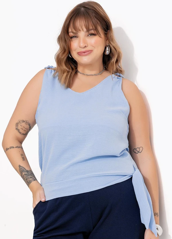 Marguerite - Blusa Azul Claro em Crepe Plano 3