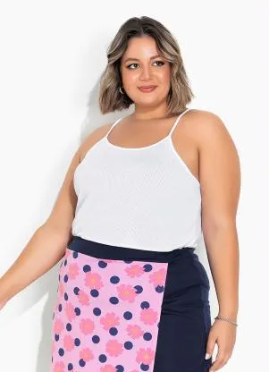 Marguerite - Blusa Branca de Alças Furadinha Plus Size - MARGUERITE
