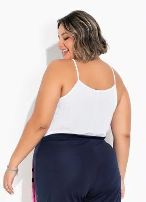 Marguerite - Blusa Branca de Alças Furadinha Plus Size - MARGUERITE