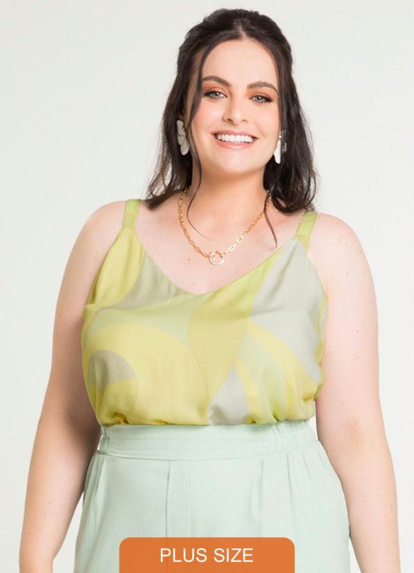 Lunender Mais Mulher - Blusa com Alças em Viscose Estampada Bege