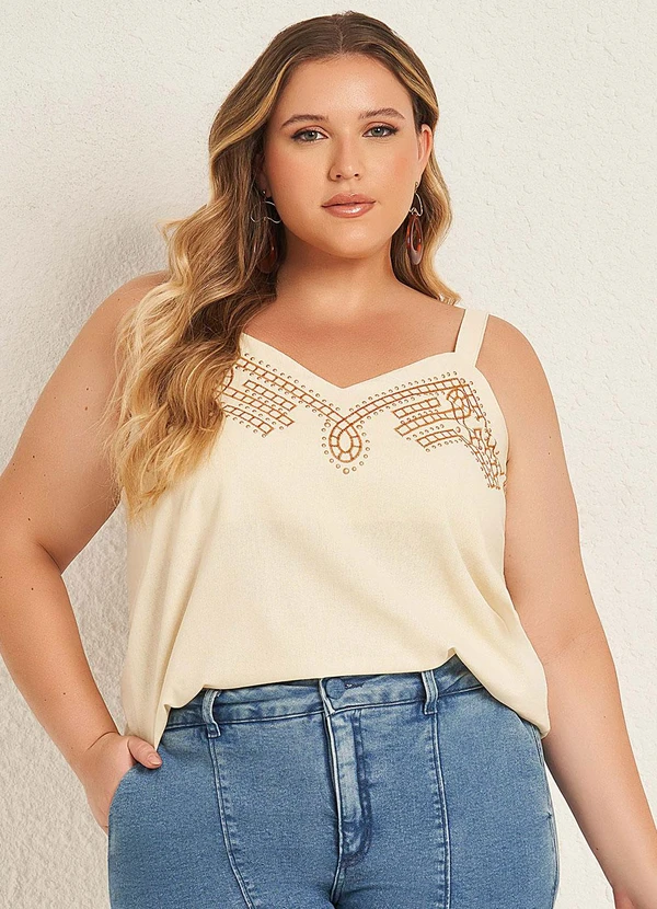 Lisamour - Blusa com Bordado e Alças Branco