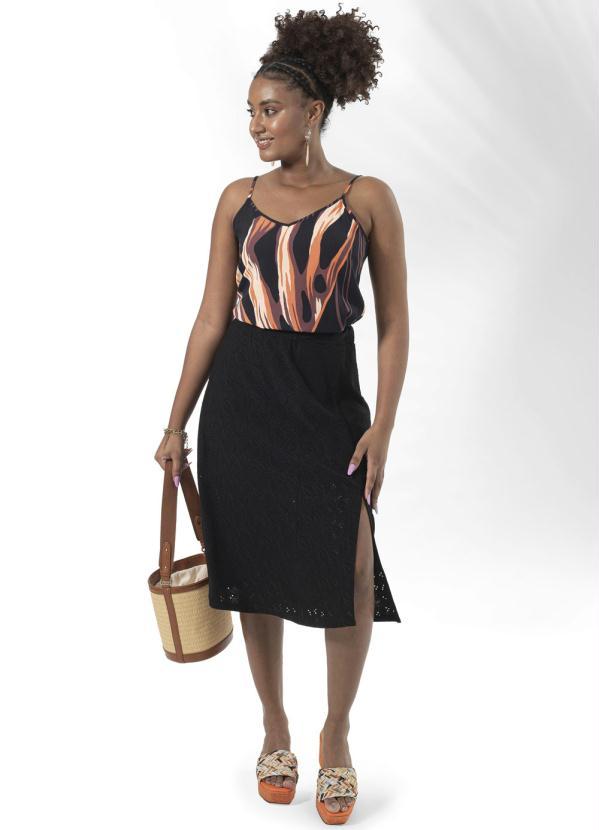 Habana - Blusa de Alça com Estampa Rotativa Preto 2