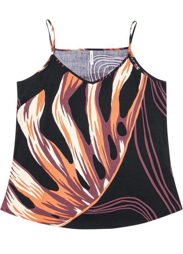 Habana - Blusa de Alça com Estampa Rotativa Preto 3