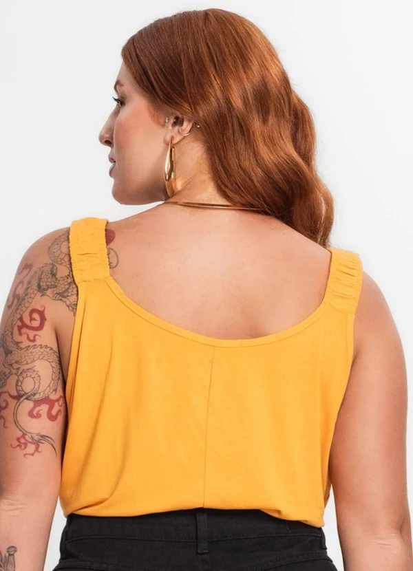 Secret Glam - Blusa de Alça Feminina Plus Size Amarelo 2