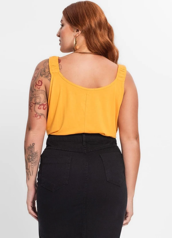 Secret Glam - Blusa de Alça Feminina Plus Size Amarelo 4
