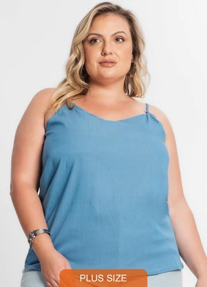 Secret Glam - Blusa de Alça Feminina Plus Size Azul - SECRET GLAM