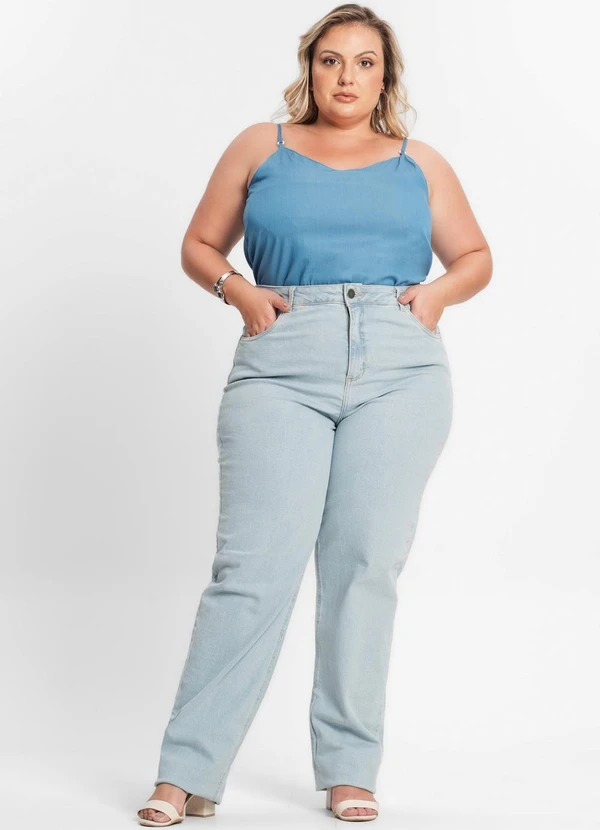 Secret Glam - Blusa de Alça Feminina Plus Size Azul 3