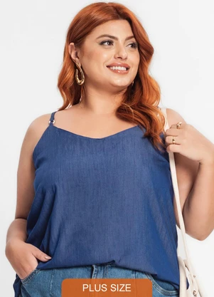 Secret Glam - Blusa de Alça Feminina Plus Size Azul - SECRET GLAM