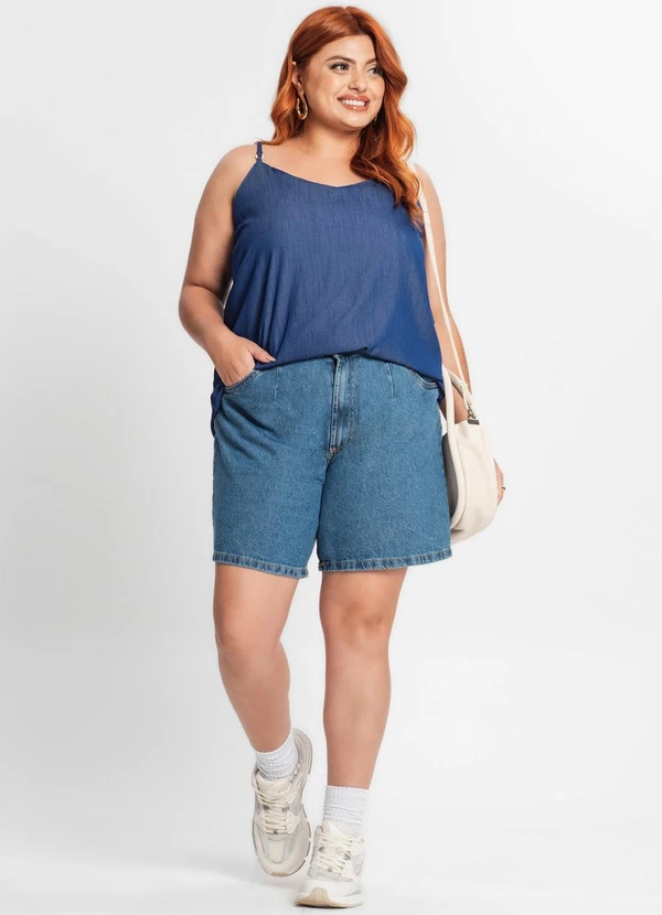 Secret Glam - Blusa de Alça Feminina Plus Size Azul 3