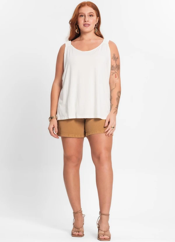 Secret Glam - Blusa de Alça Feminina Plus Size Bege 3