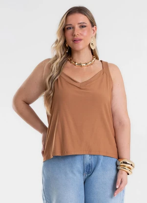 Secret Glam - Blusa de Alça Feminina Plus Size Marrom - SECRET GLAM