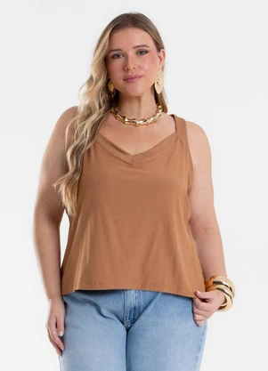 Secret Glam - Blusa de Alça Feminina Plus Size Marrom - SECRET GLAM