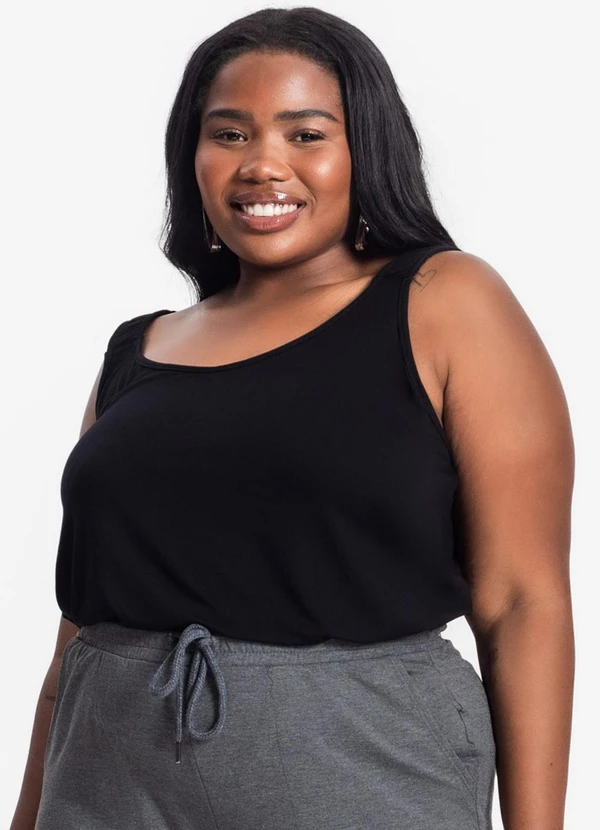 Secret Glam - Blusa de Alça Feminina Plus Size Preto 4