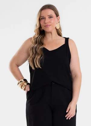 Secret Glam - Blusa de Alça Feminina Plus Size Preto - SECRET GLAM