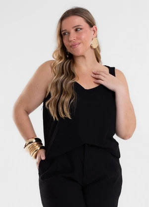 Secret Glam - Blusa de Alça Feminina Plus Size Preto - SECRET GLAM