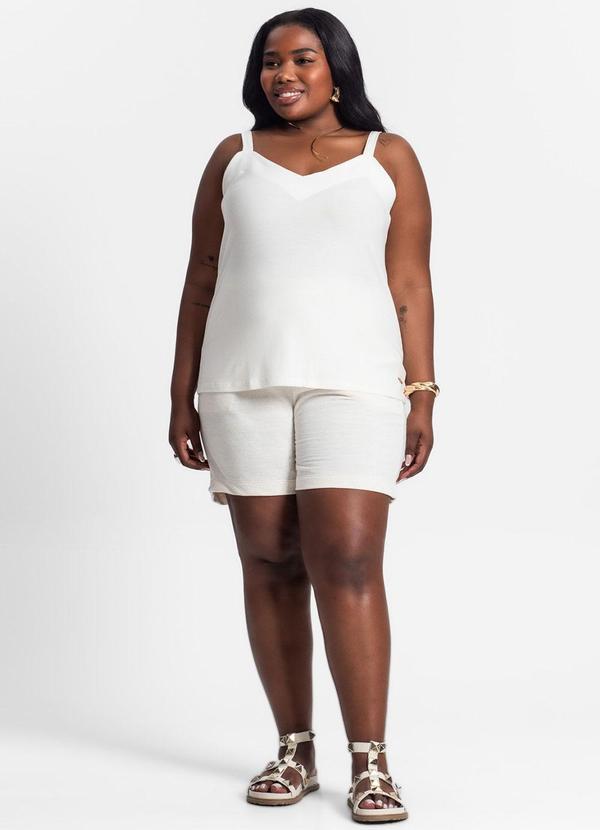 Secret Glam - Blusa de Alça Plus Size Bege 2