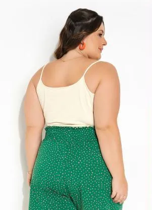 Marguerite - Blusa de Alças Areia com Botões Plus Size - MARGUERITE