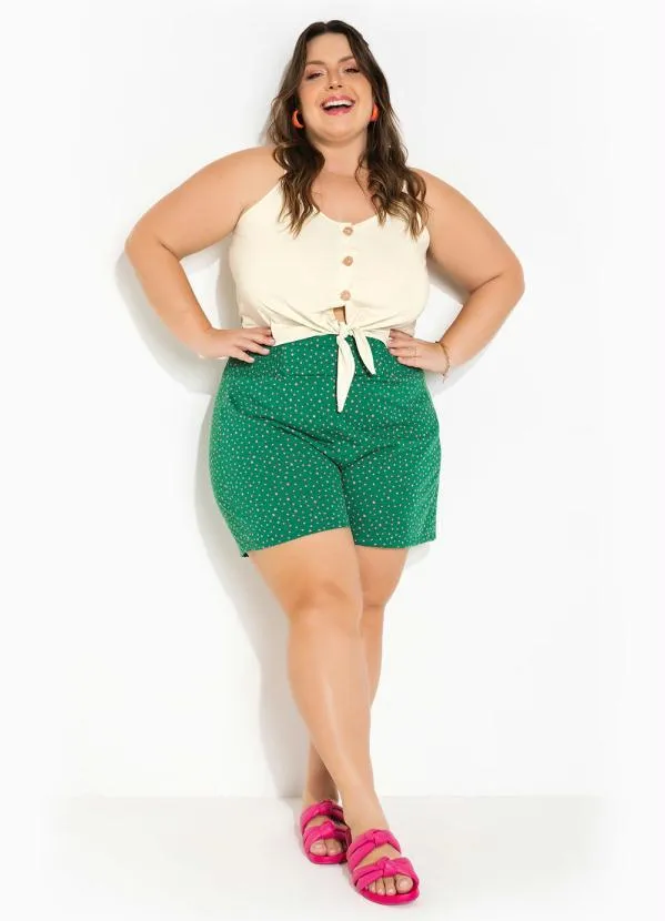 Marguerite - Blusa de Alças Areia com Botões Plus Size 3