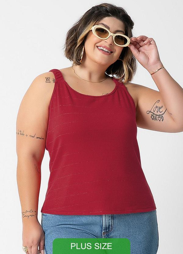 Habana - Blusa de Alças com Fio Brilho Vermelho
