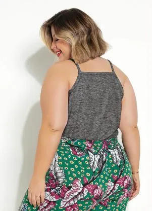 Marguerite - Blusa de Alças Mescla Chumbo Plus Size - MARGUERITE