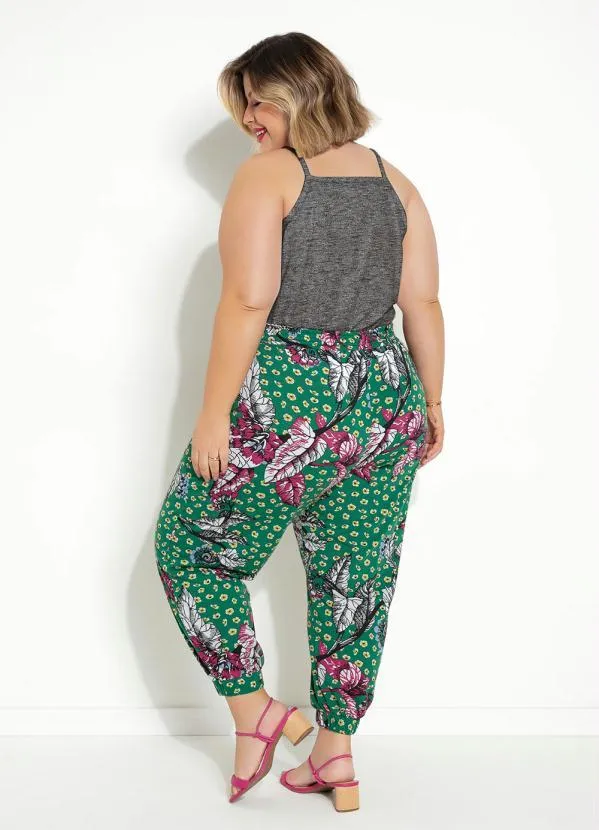 Marguerite - Blusa de Alças Mescla Chumbo Plus Size