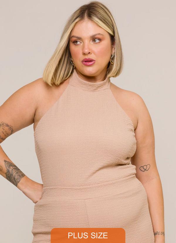 Cess - Blusa em Crepe Frente Única com Botões Ana Bege