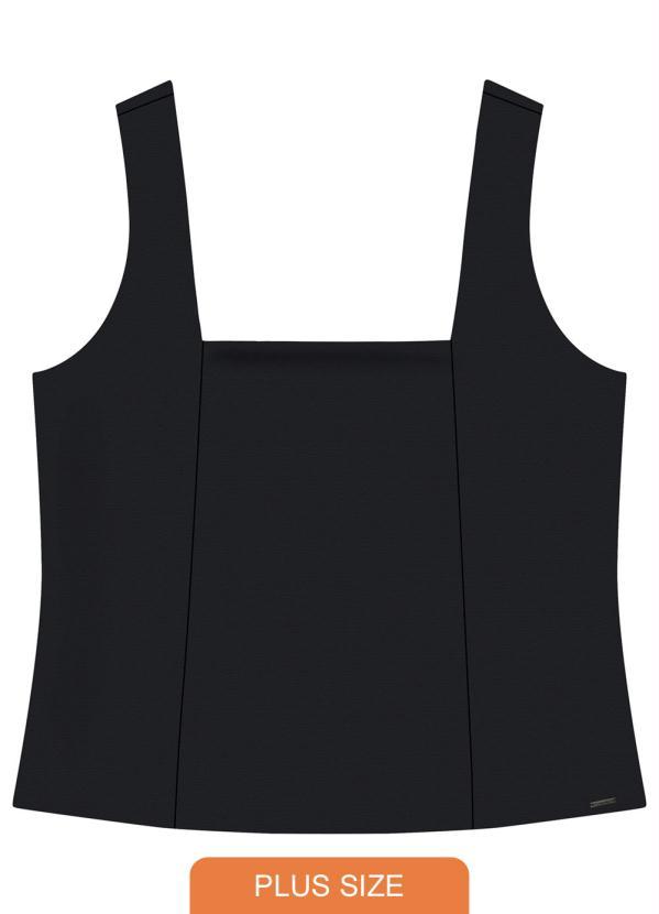 Lunender Mais Mulher - Blusa em Malha Crepe com Decote Reto Preto