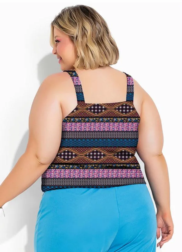 Marguerite - Blusa Étnica Azul com Alças Plus Size 2