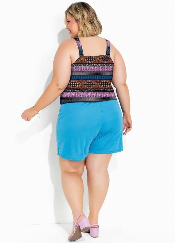 Marguerite - Blusa Étnica Azul com Alças Plus Size 4