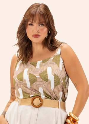 Secret Glam - Blusa Feminina Plus de Alça  Bege - SECRET GLAM