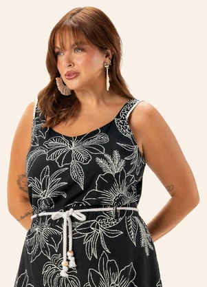 Secret Glam - Blusa Feminina Plus de Alça Decote V  Preto - SECRET GLAM