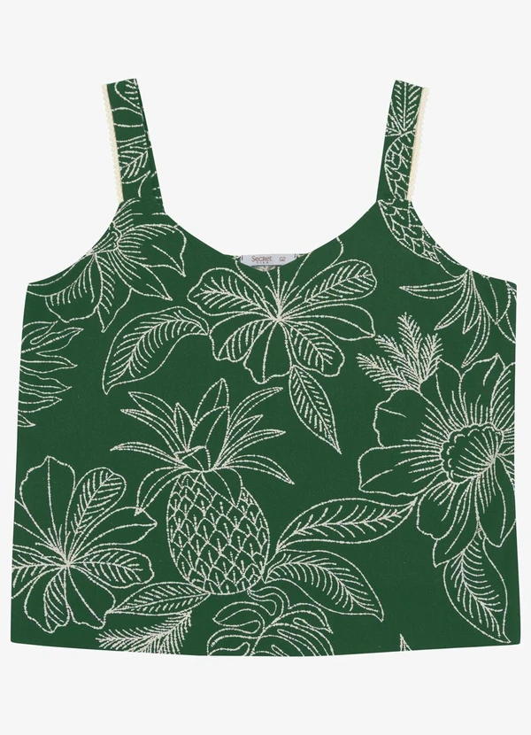 Secret Glam - Blusa Feminina Plus de Alça Decote V Verde