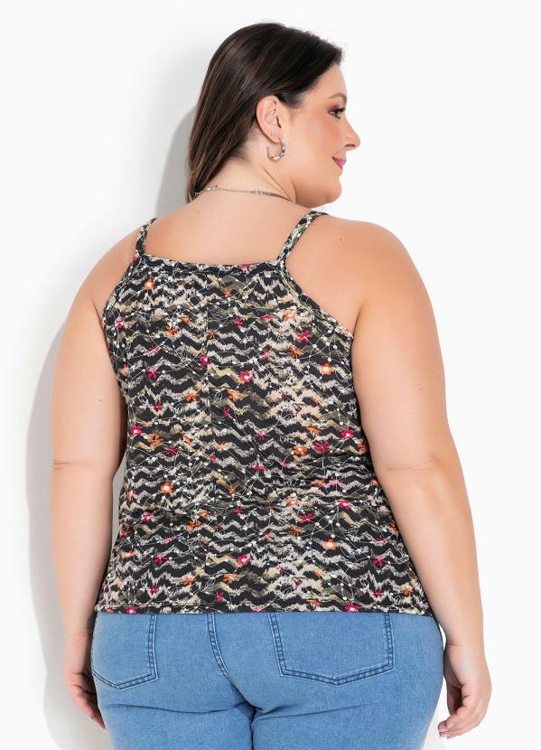 Marguerite - Blusa Floral e Animal Print Bege Plus Size 2
