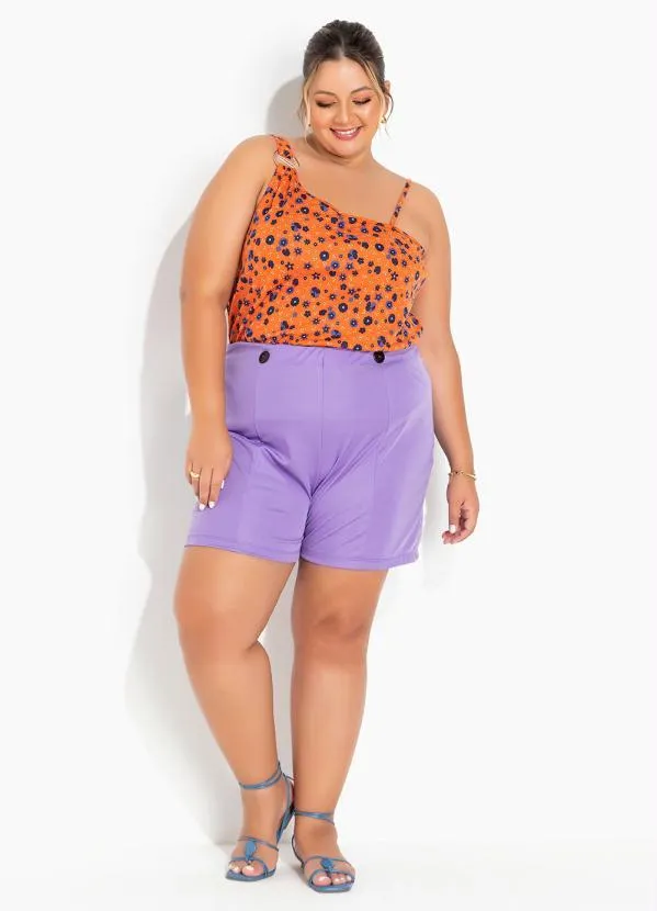 Marguerite - Blusa Floral Laranja Assimétrica Plus Size 4