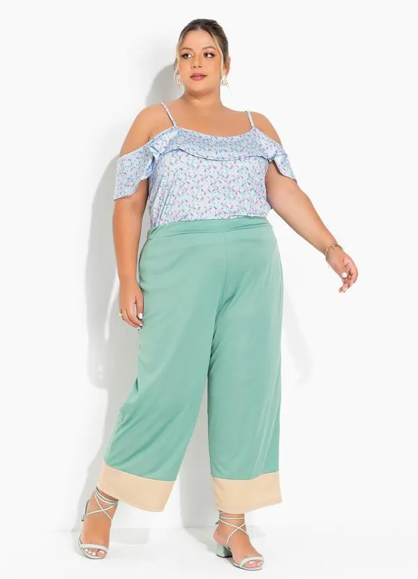 Marguerite - Blusa Floral Liberty Azul com Babado Plus Size 2