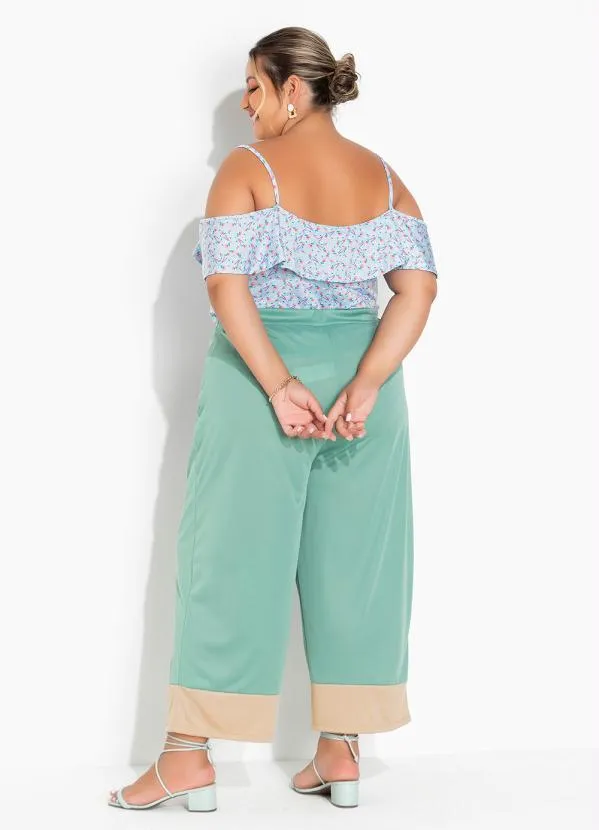 Marguerite - Blusa Floral Liberty Azul com Babado Plus Size 1