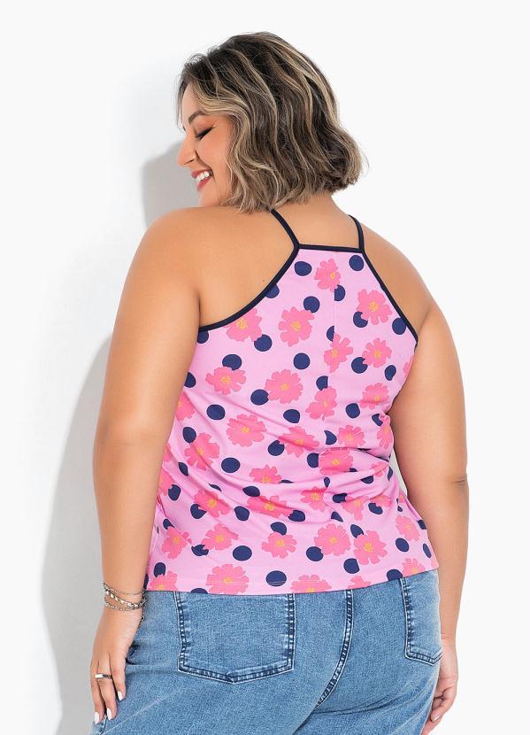 Marguerite - Blusa Floral Rosa com Alças Plus Size 2