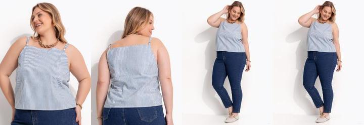 Blusa Listrado Azul em Tecido Plano Sustentvel