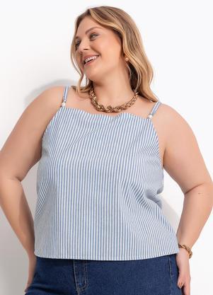 Blusa (Listrado Azul) em Tecido Plano Sustentvel