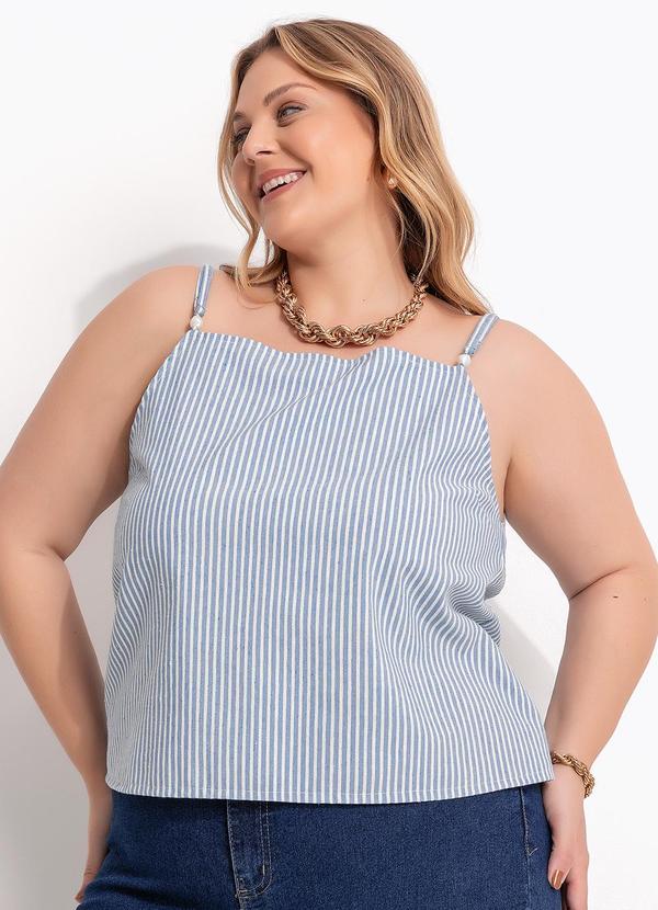Blusa (Listrado Azul) em Tecido Plano Sustentvel