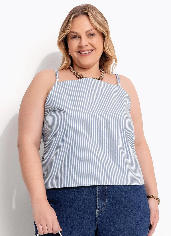 Marguerite - Blusa Listrado Azul em Tecido Plano Sustentável 6