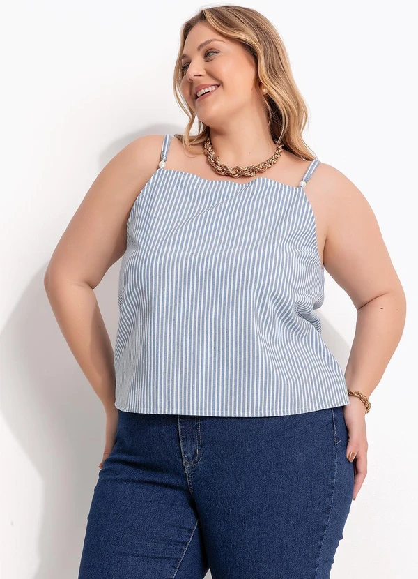 Marguerite - Blusa Listrado Azul em Tecido Plano Sustentável 9