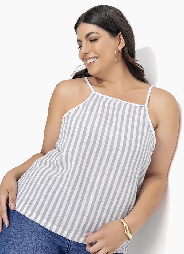 Blusa (Listrado) em Crepe Plano